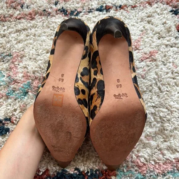 Coach Smith Rivets Women's Leopard Print Calf Hair Pumps - Picture 6 of 12
